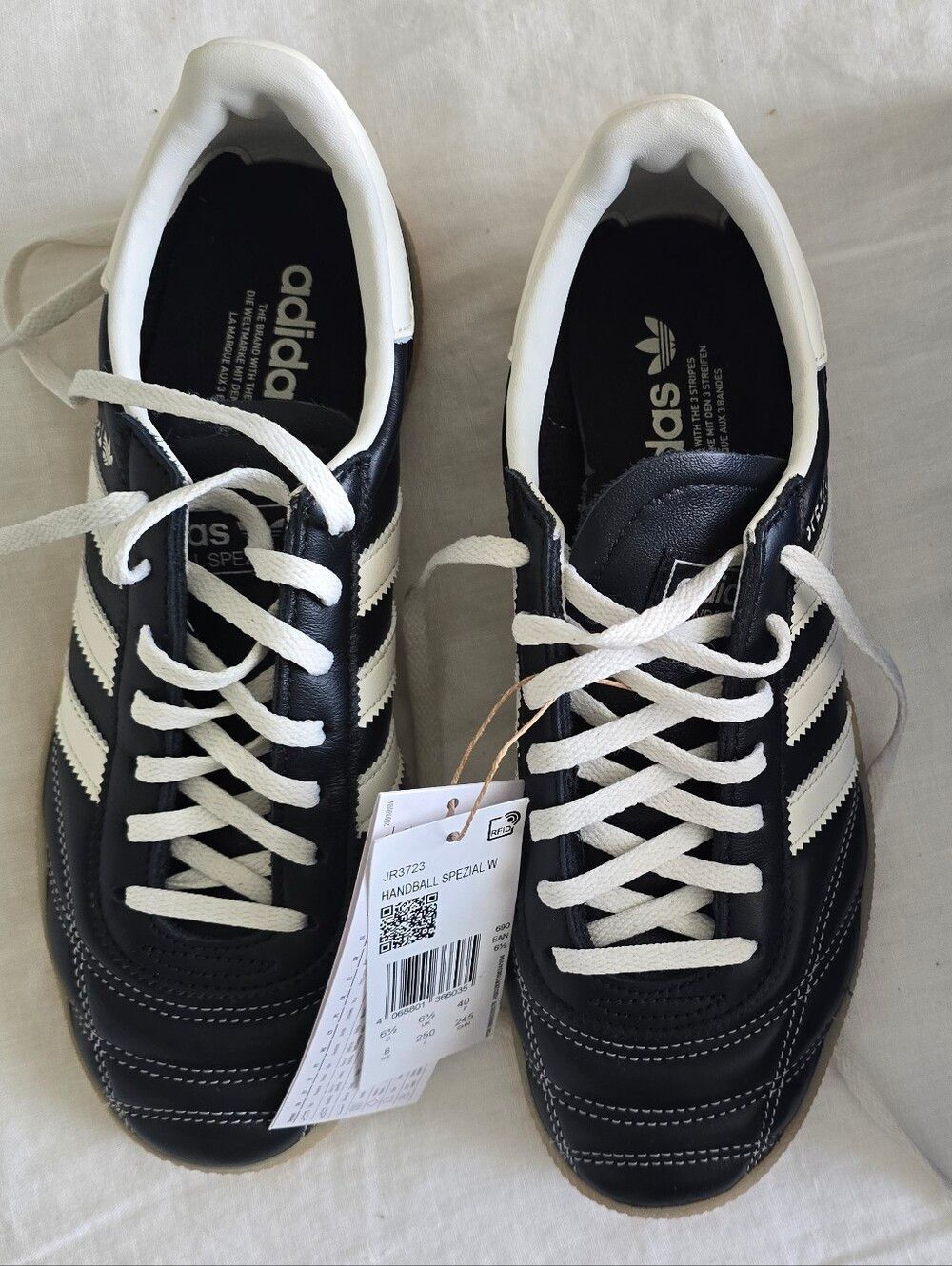 Adidas Handball Spezial Black & White Quilted Leather Sneakers Special Edition